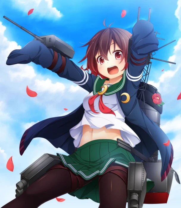 Mutsuki KanColle Kantai Collection sky short hair black stockings 2k