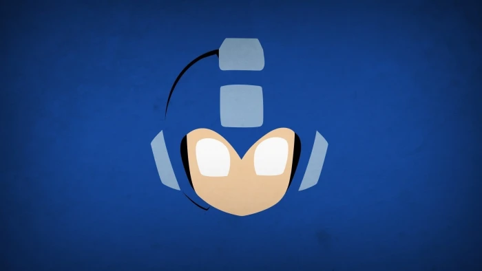 blue robot wallpaper minimalism Mega Man superhero simple background 2k