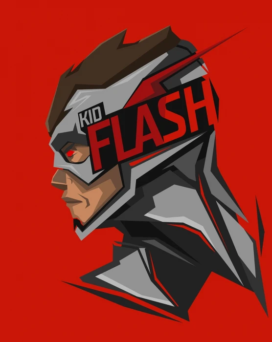 Kid Flash illustration superhero DC Comics red background