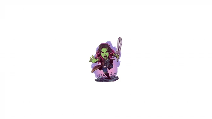Marvel Cinematic Universe chibi minimalism Gamora Comics 2k 4k