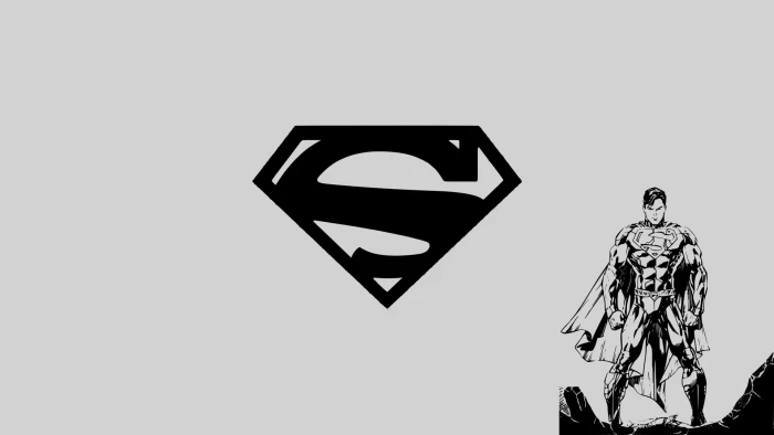Superman minimalism superhero gray background human representation 2k