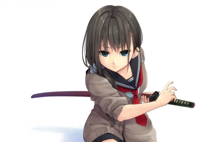 Anime Original Girl Katana School Uniform one person fashion 2k