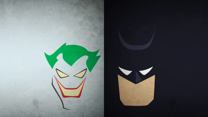 batman minimalistic dc comics the joker superheroes duality Art Minimalistic HD 2k