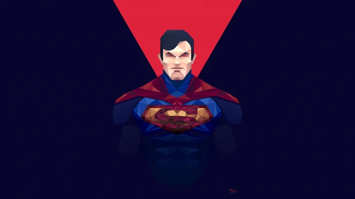 minimalism Superman Man of Steel superhero cape low poly 2k 4k