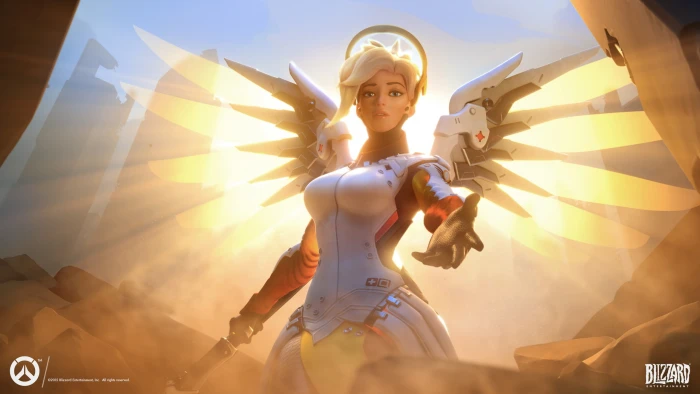 Overwatch character illustration angel wings Blizzard Entertainment 2k