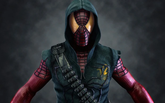 Spider Man superhero artwork front view one person portrait 2k