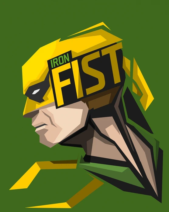 superhero iron fist marvel comics green background yellow