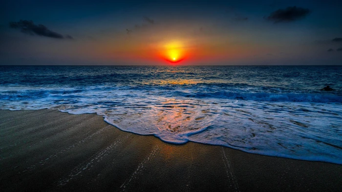 nature landscape beach sunset 2k