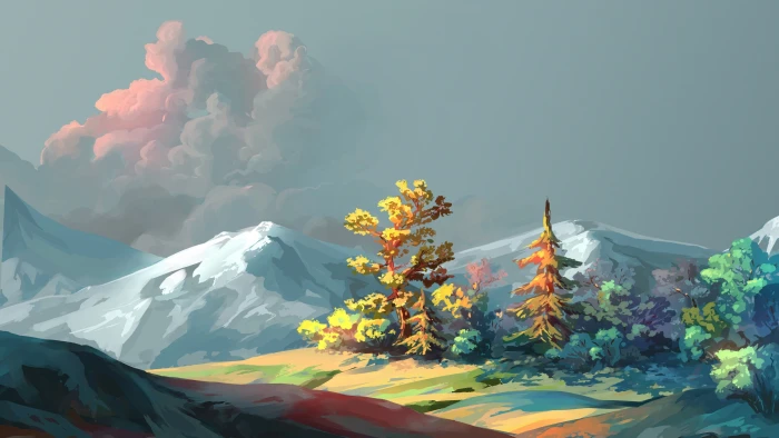 nature painting mountain landscape digital 2k 4k