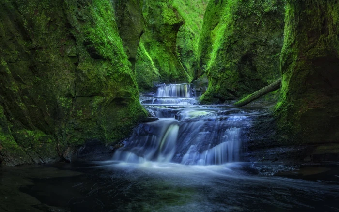 photo of water falls Scotland Gorge Devil s Pulpit Landscape 2k