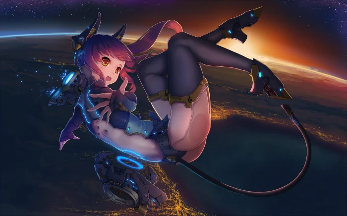 red haired girl anime character wallpaper untitled space cyborg 2k