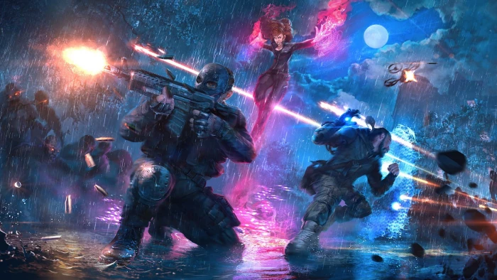 Superhero digital wallpaper futuristic group of people military 2k