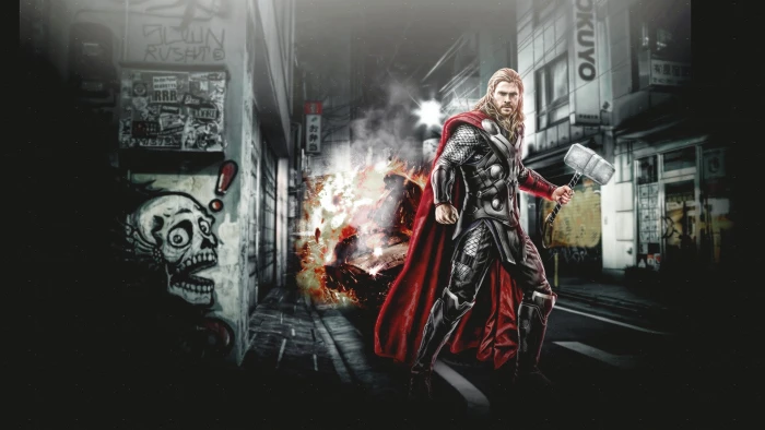 superhero Thor smoke physical structure one person adult 2k