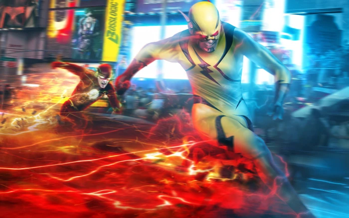 The Flash wallpaper the city fiction art superhero supervillain 2k