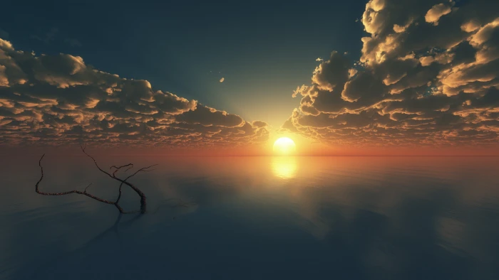 white clouds nature landscape sky digital art Sun sunset 2k 4k
