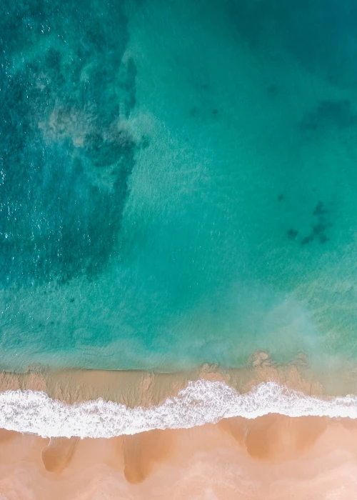 Blue Textile aerial shot view beach bird s eye 2k