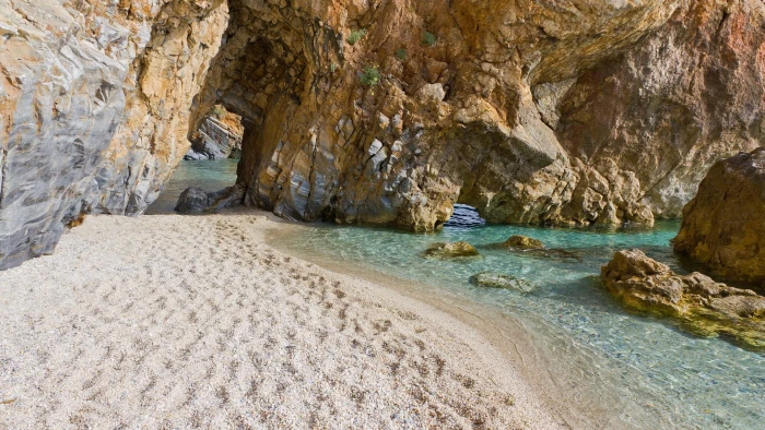 mylopotamos beach pelion greece europe rocky seashore 2k