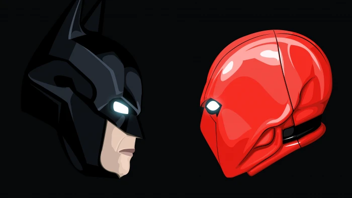 Batman Red Hood Black Minimal Dark background 2k 4k 5k 8k