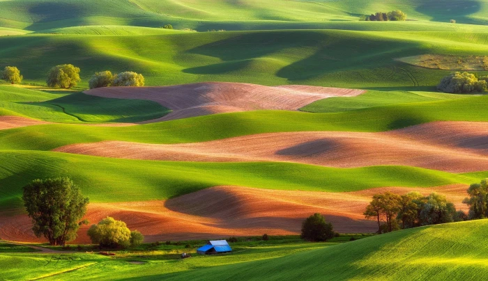 digital wallpaper of house with hills in the background USA 2k