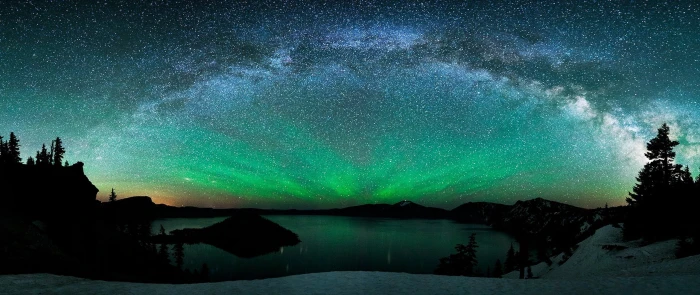 green sky lights wallpaper ultra wide photography nature astronomy 2k