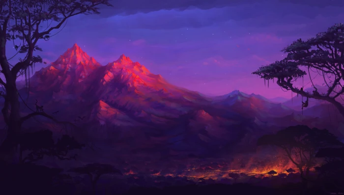 mountain painting artwork fantasy art mountains colorful 2k 4k 5k