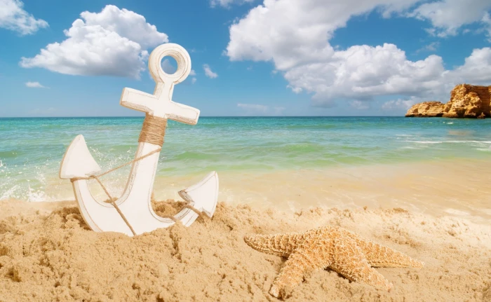 Anchor On The Beach white anchor on sand digital wallpaper Nature 2k