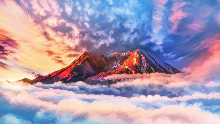 art painting illustration mountain sky cloud digital 2k 4k