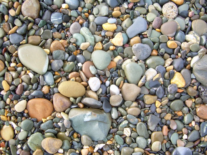 assorted pebbles stones beach nature colorful background 2k