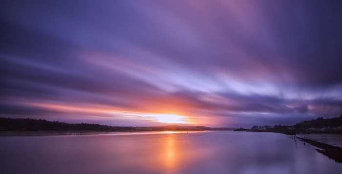 body of water during purple sunset River Clyde Scotland long exposure 2k 4k 5k