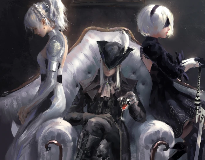 digital art women warrior Nier Automata Final Fantasy XV 2k