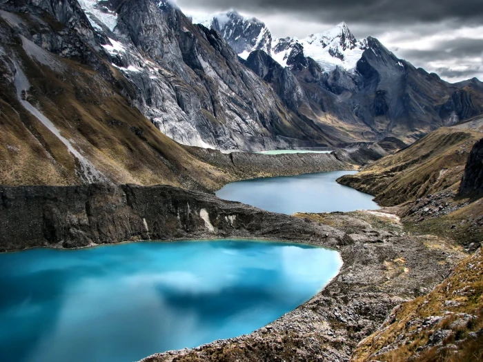 lake and mountain photo during daytime nature landscape water 2k