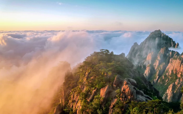 China Huangshan Yunhai Sunrise Alpine Scenery scenics nature 2k