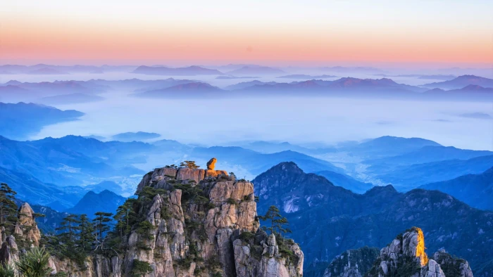 mountain mt huangshan anhui china asia landscape mount scenery 2k 4k