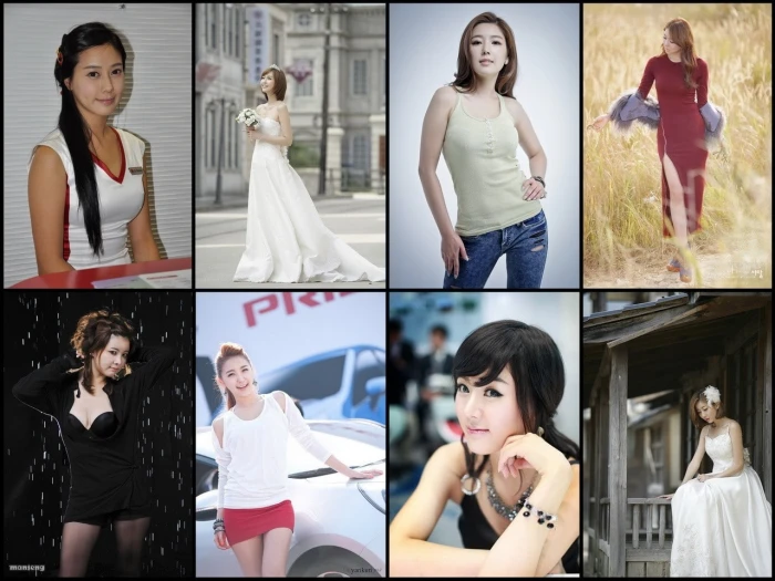 brunettes legs women models hwang mi hee asians korean collage kim ha yul hands on hips compilation People leg HD Art