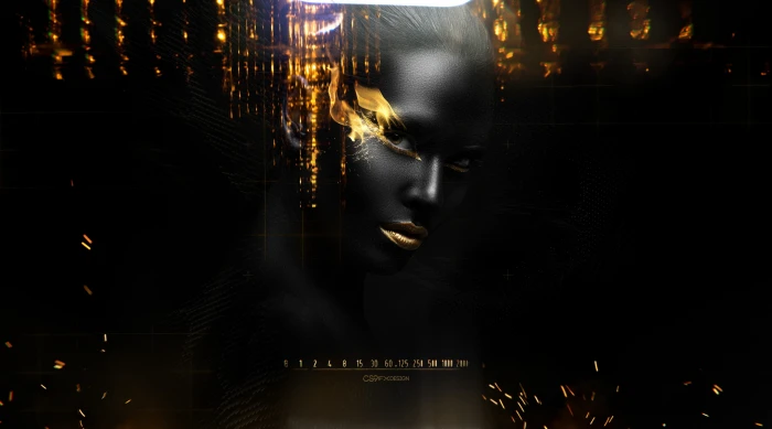 Black Flame silhouette of woman Aero Creative fx design 64 2k 4k