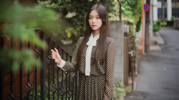 K pop LOONA women Asian long hair see through clothing 2k