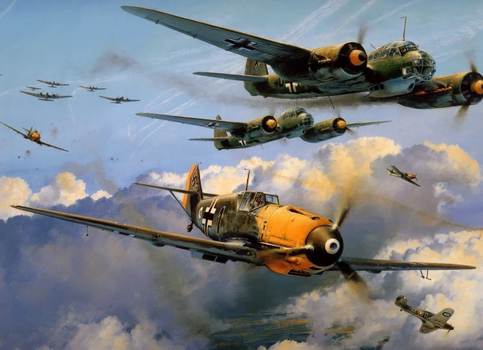orange and gray plane digital wallpaper Messerschmitt Bf 2k