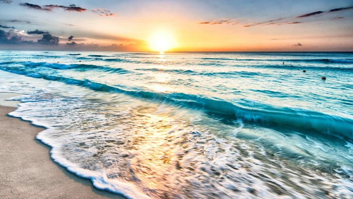 sea beach horizon ocean wave water sky sunlight wind 2k 4k
