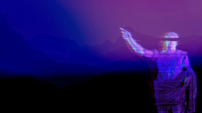 vaporwave statue sculpture one person night sky human body part 2k