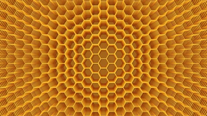 yellow honeycomb pattern symmetry texture optical illusion 2k 4k