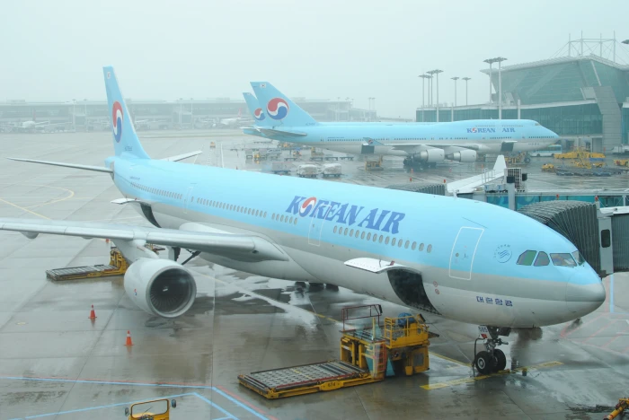 blue and gray Korean Air plane during daytime incheon international airport 2k 4k