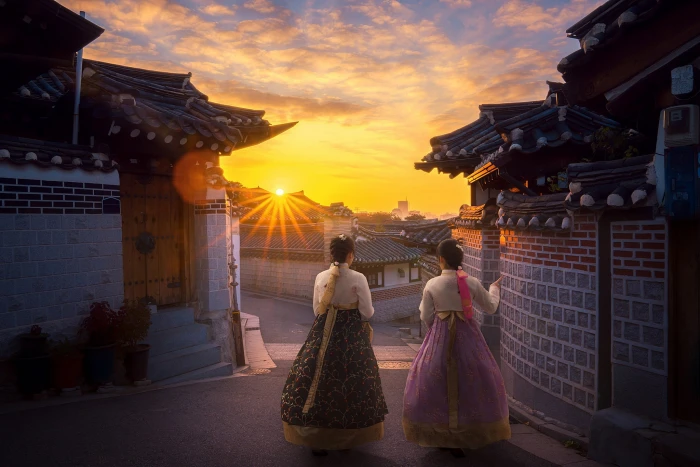the sun girls dawn morning Koreans hanbok 2k