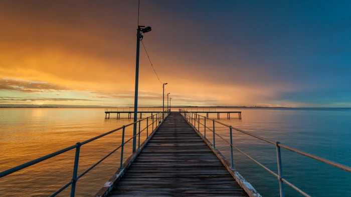 australia kwinana beach horizon water sky pier calm fishing 2k 4k