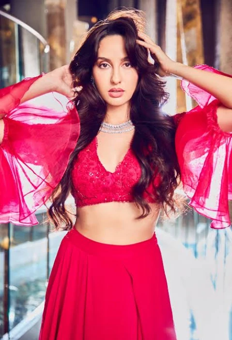 Looking super hot in red nora fatehi actress dancer
