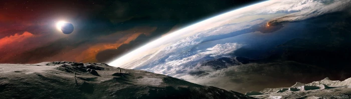 planet earth multiple display space art digital 2k 4k