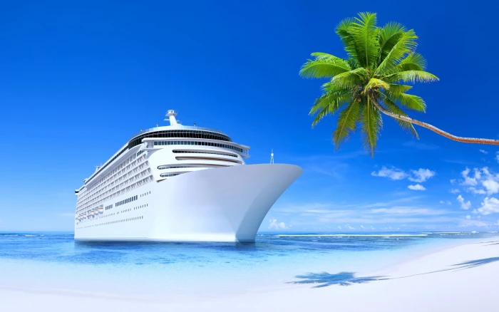 summer beautiful sunny ship island tourism palms white 2k 4k
