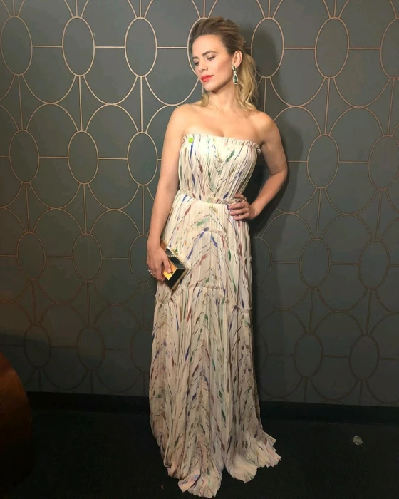 Slinky dress hayley atwell actress hollywood celebrity