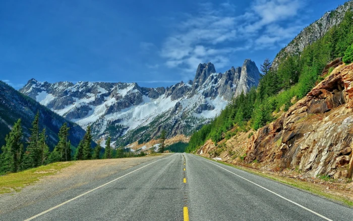 computer background nature beauty road mountain 2k