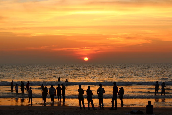 india mangaluru panambur beach evening people sea mangalore 2k
