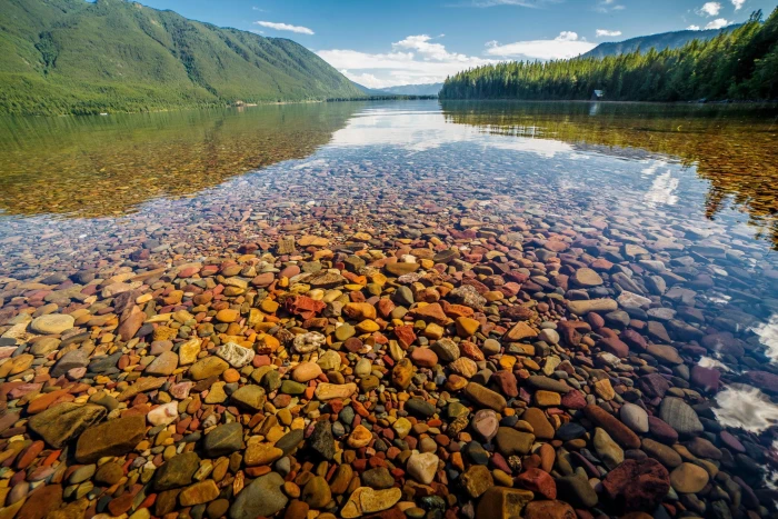 Glacier National Park Lake McDonald Nature water rocks Montana 2k
